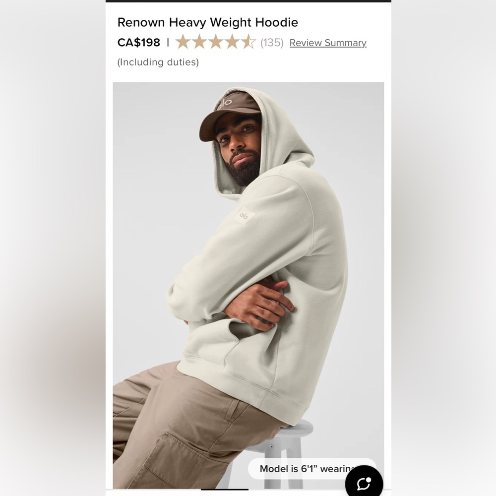 ALO Yoga Renown Heavyweight Hoodie in Light Beige